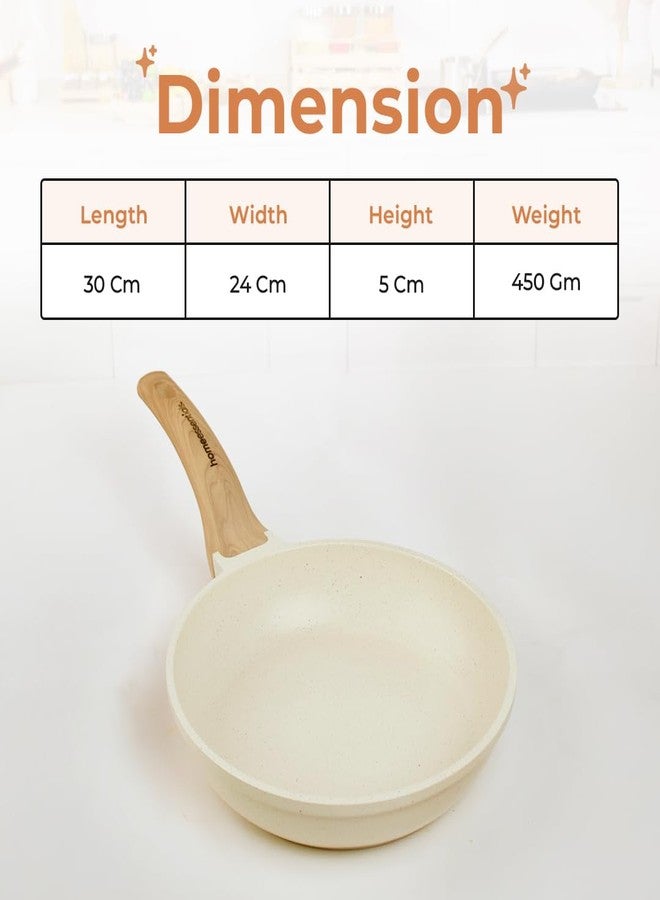 هوم إسنشالز مقلاة هوم إسينشالز غير لاصقة من حجر المايفان مع غطاء - مقلاة بيض | قاعدة مناسبة للمواقد الحثية | أواني طهي غير لاصقة من 5 طبقات | حجر طبي | آمنة للغسل في غسالة الأطباق (24 سم، 2 لتر، مقلاة من حجر المايفان) - Image 2